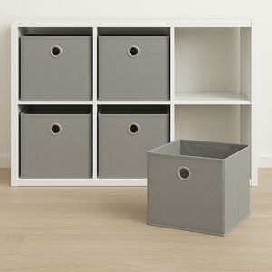 6 Room Essentials Gray 11” Cube Storage Bins – Fabric Organizer Basket New In Pk